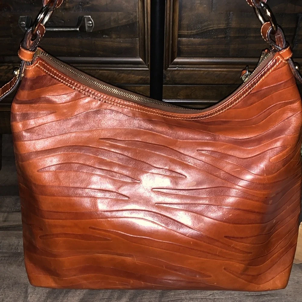 DOONEY & BOURKE LARGE FLORENTINE BROWN ZEBRA PRINT LEATHER HANDBAG - Picture 4 of 15